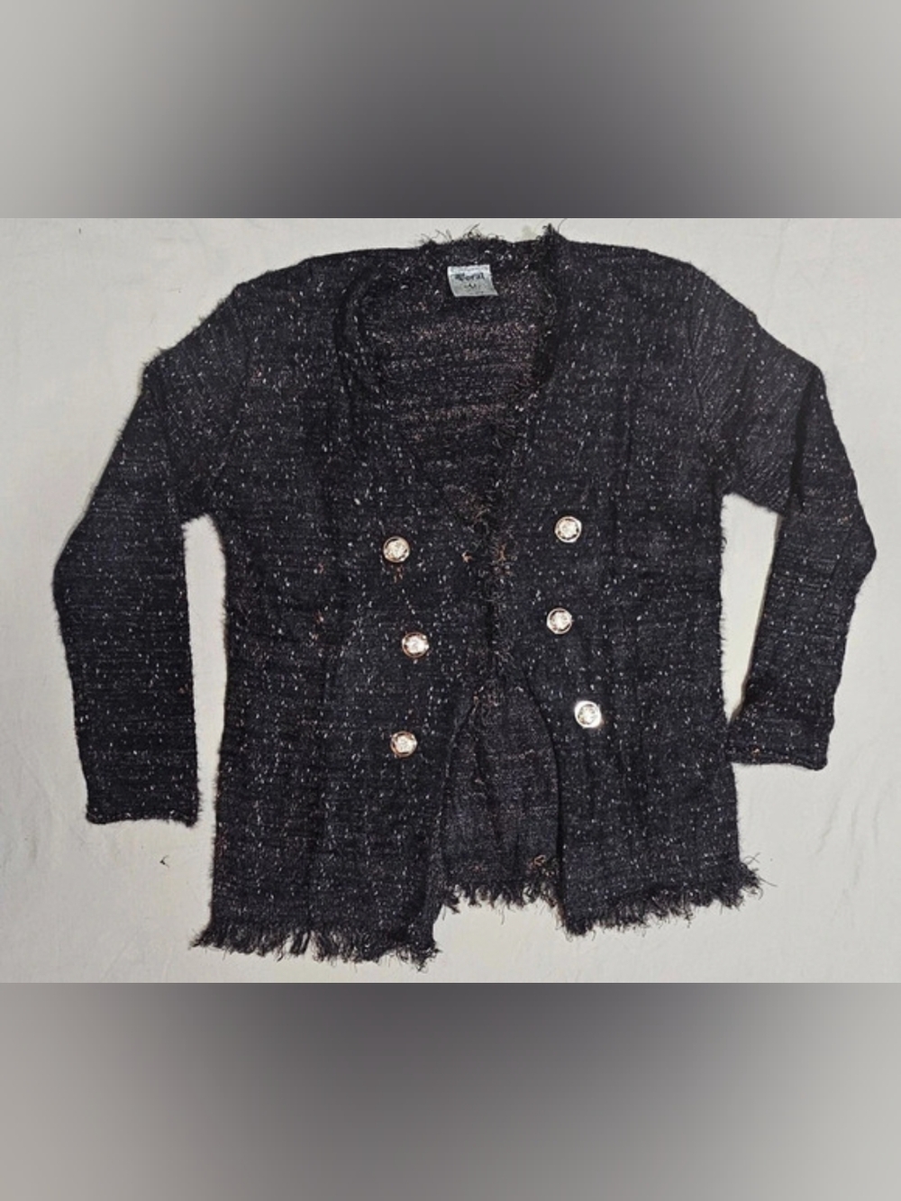 Vocal Women's Black Fringe Tweed Blazer Jacket Size S
